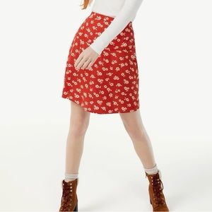 Free Assembly Red Floral Flutter Mini Skirt XXL
